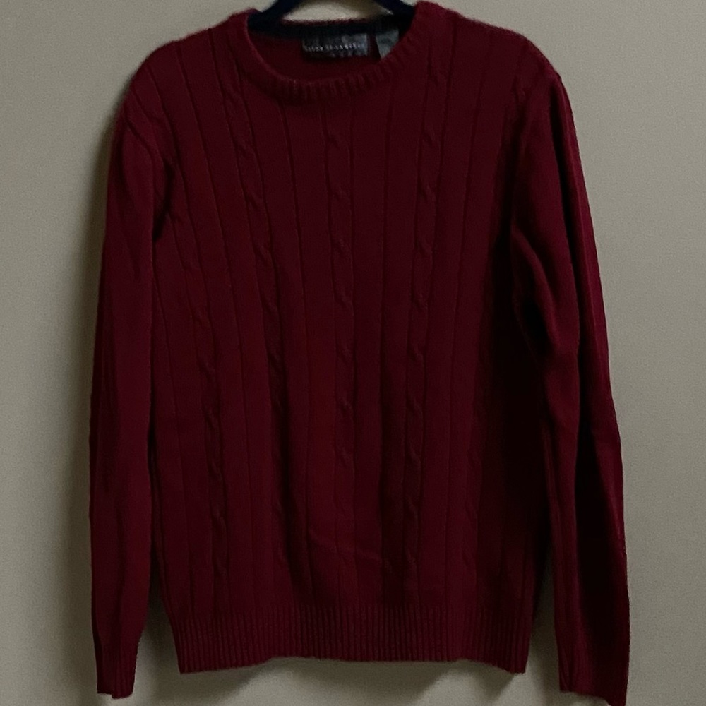 OSCAR DE LA RENTA SWEATER/OSCAR DE LA RENTA CABLE KNIT PULLOVER SWEATER/LARGE.